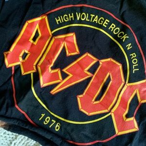 Vintage style AC/DC crop top! (Bleach dyed)